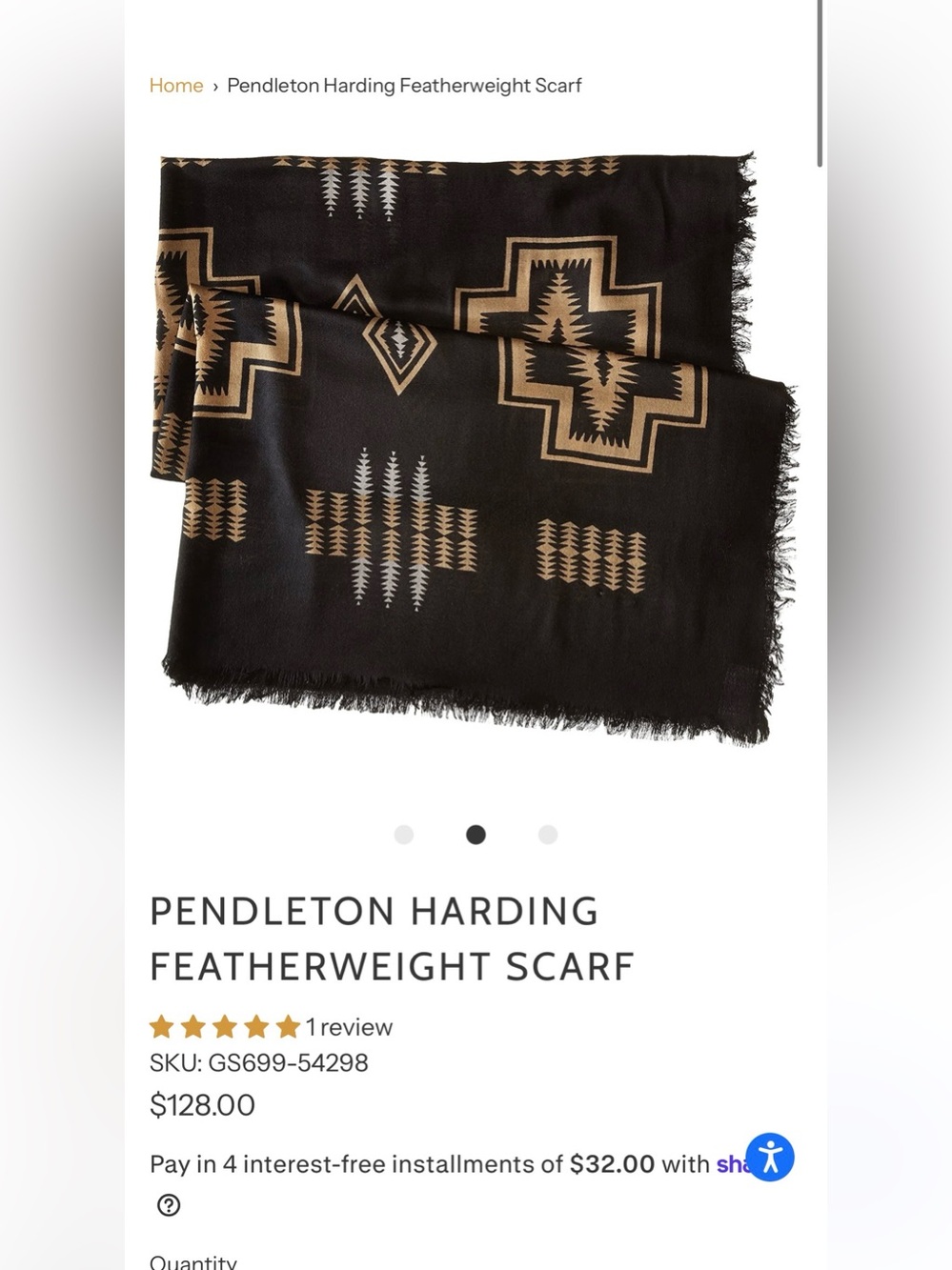 Pendleton Harding Featherweight Scarf - Black & Tan